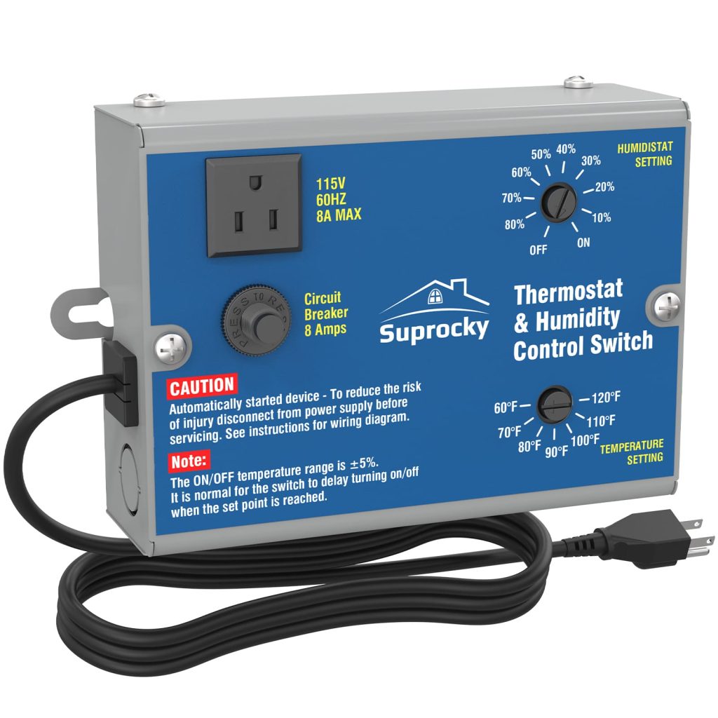 Adjustable Dual Thermostat and Humidity Control Switch